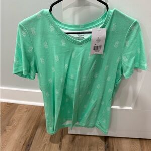 Women's Mint Green V-Neck Top